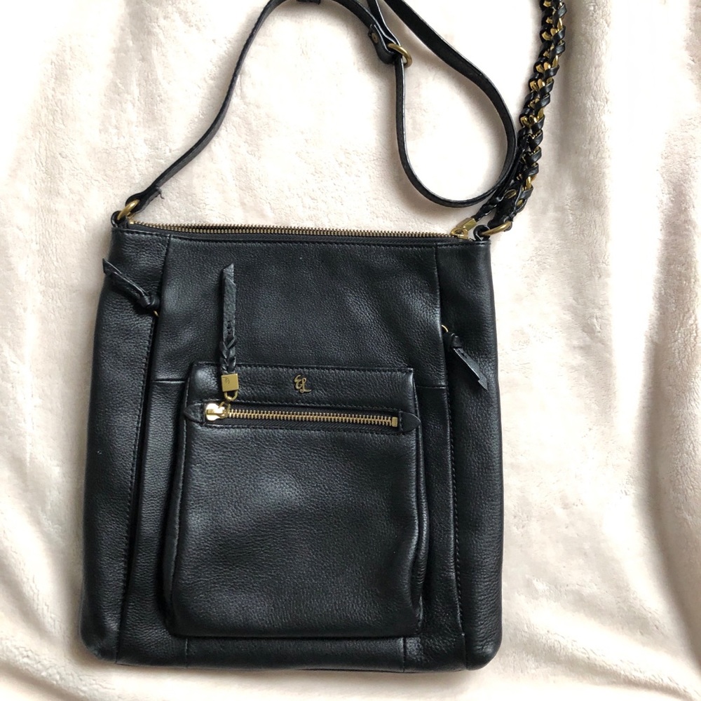 Black leather crossbody purse